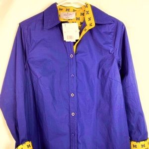 NEW Emerson Street Blue Button Front Shirt Block M Lined Size Small